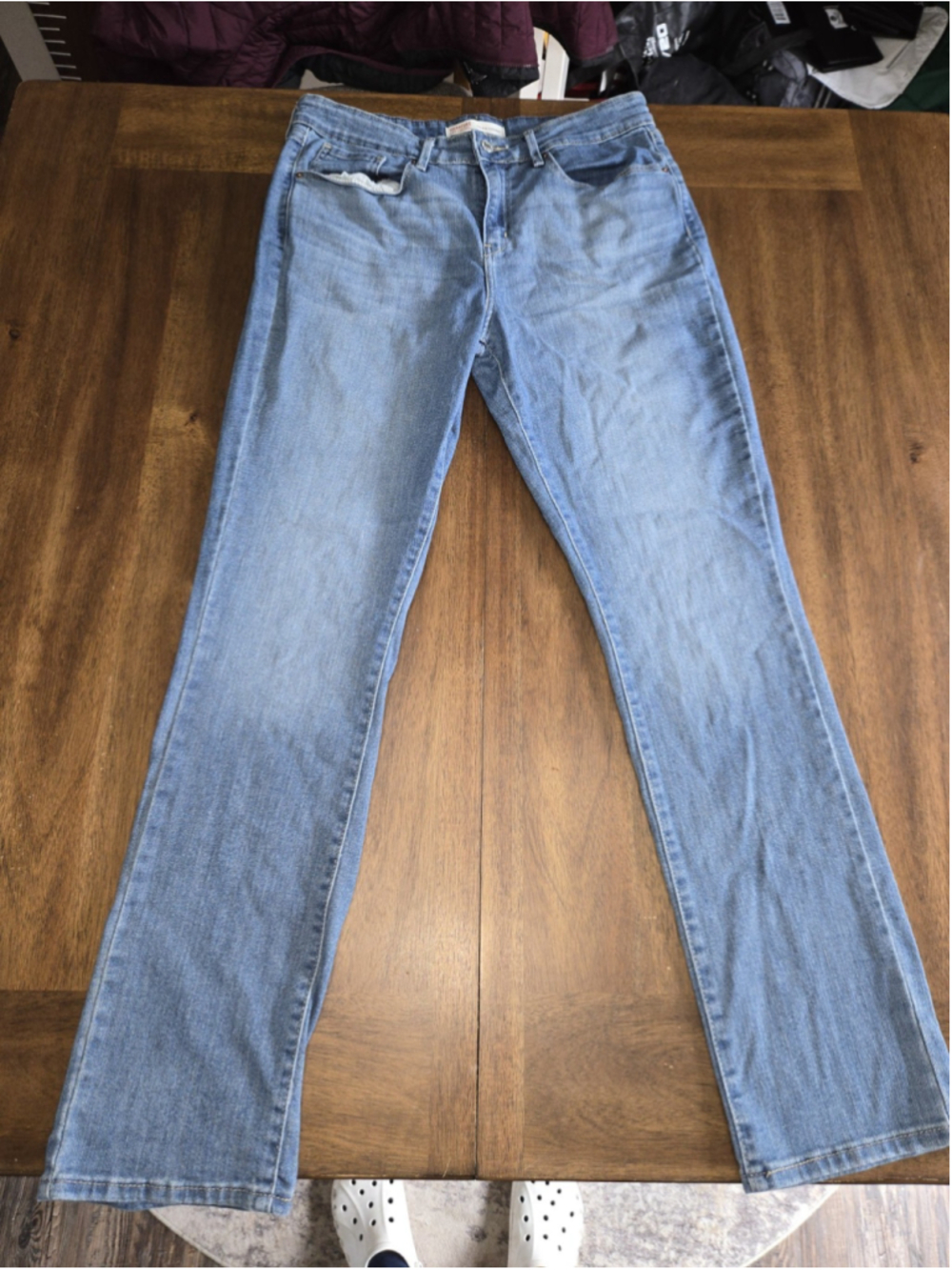 Levi Strauss Signature Mid Rise Straight Jeans Womens 10M 30x30 Blue Stretch